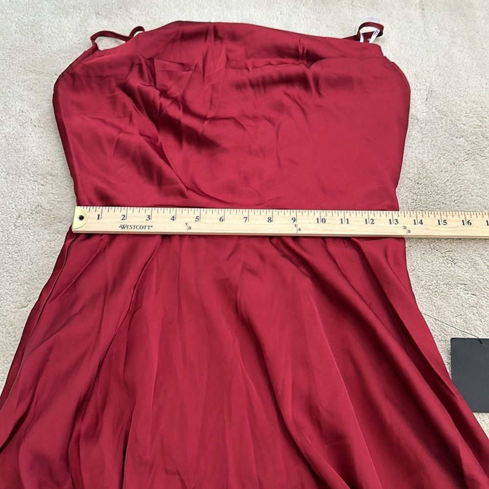 Lulus Fanciful Flirt Burgundy Satin Cowl Neck Skater Mini Dress Size Small - Picture 16 of 16